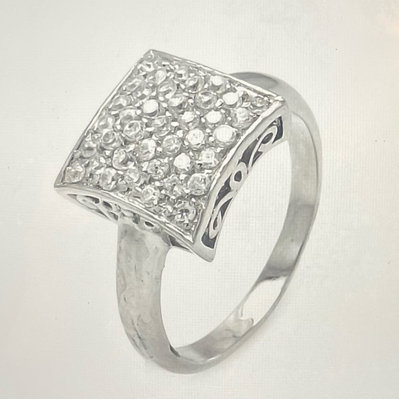 Solid 925 silver square ring size 5 - Picture 1 of 6
